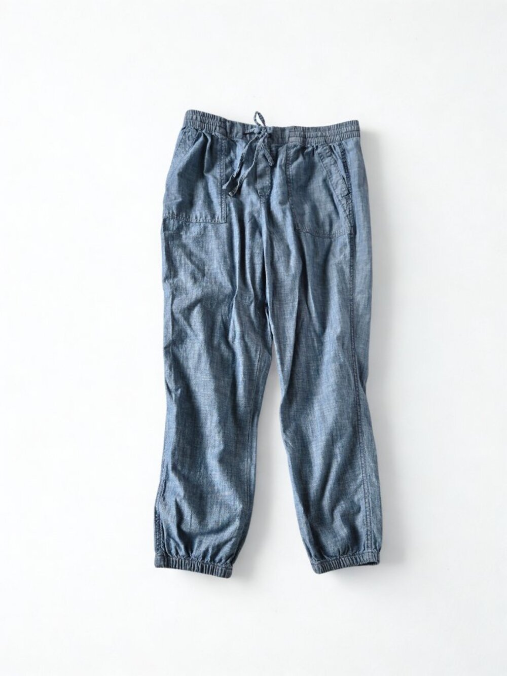 Gap Chambray Jogger Pants Women’s Medium Lightweight Elastic Waist Blue Casual